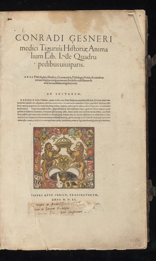 Historia animalium Gessner 1551 BHL Getty page 3.jpg