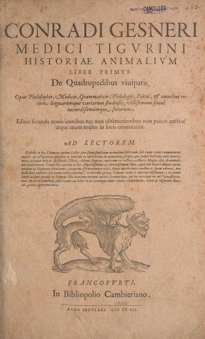 Historiae animalium Gessner secundo page 7.jpg