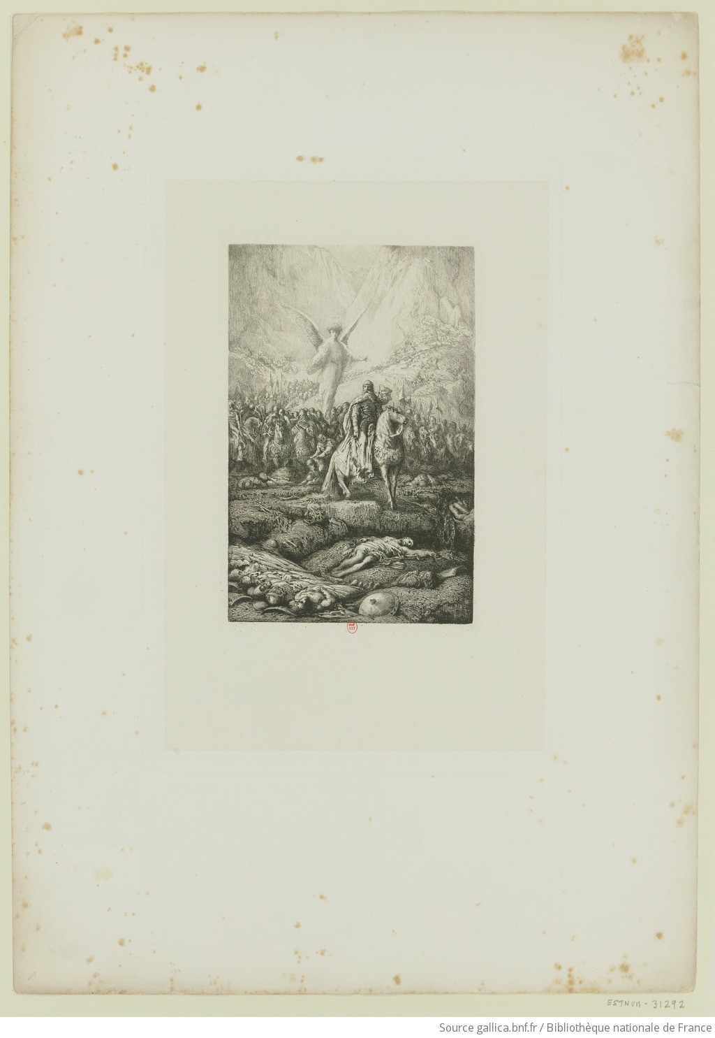 Charlemagne pleurant les morts de Roncevaux, Chifflart, estampe.jpg