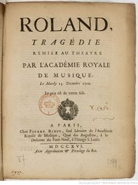 Roland Tragédie (1716) Lully, Quinault, page 1.jpg