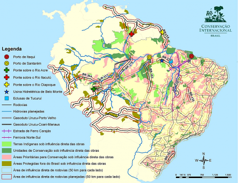 Figure 1 L’Amazonie brésilienne et l'Amazonie sud-américaine - http://confins.revues.org/docannexe/image/10749/img-1.png