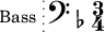 
\new Staff \with {
  midiInstrument = "cello"
  shortInstrumentName = #"B "
  instrumentName = #"Bass "
  } {
  \clef bass \relative c {  
   \time 3/4 \key f \major 
        
        
  }  }
 \addlyrics { 
              Sous les au -- gus -- tes loix du vain -- queur de la ter -- re
              Jou -- ïs -- sons d'un sort plein d'attraits
            }
