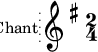 
\new ChoirStaff
\new Staff \with {
  midiInstrument = #"Flute"
  instrumentName = #"Chant"
  shortInstrumentName = #"C "
  } {
  \relative c' {  
   \time 2/4 \key g \major 
    \autoBeamOff
        
  }  } 
