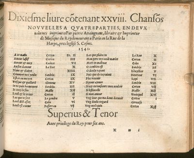 Dixième livre 28 chansons (1541) Attaingnant, page 1.jpg