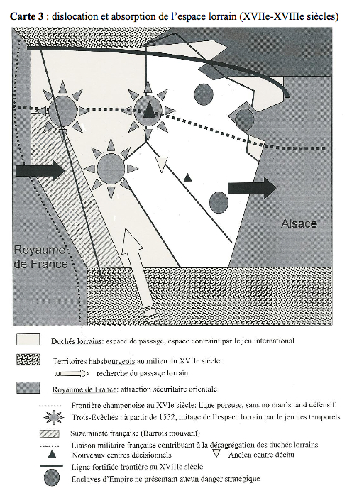 Dislocation et absorption de l'espace lorrain (XVIIe - XVIIIe siècles).