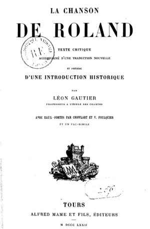 Chanson de Roland Gautier 1872 couverture.png