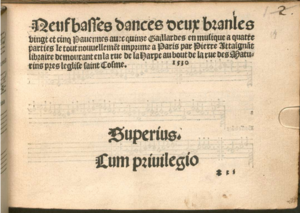 Neuf basses dances deux branles (1530) Attaingnant.png