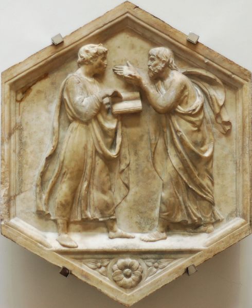 File:Plato Aristotle della Robbia OPA Florence.jpg